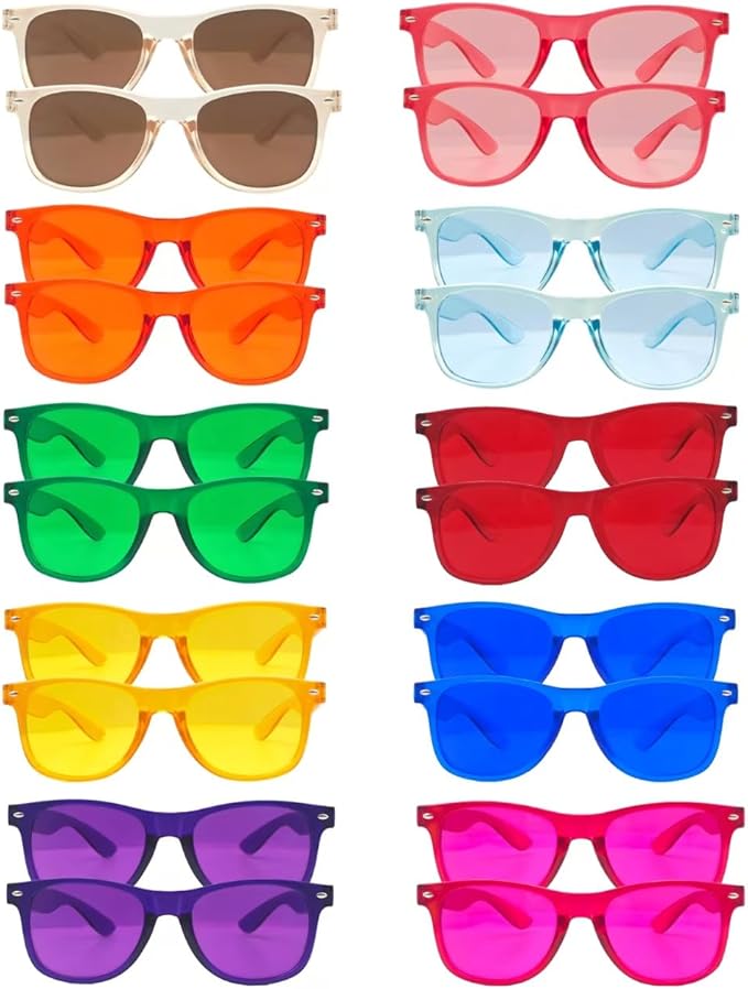 Bulk Retro 80s Square Sunglasses, UV400 Protection, 20/50 Pack for Party Favors, Beach, Wedding, Pool, Birthday