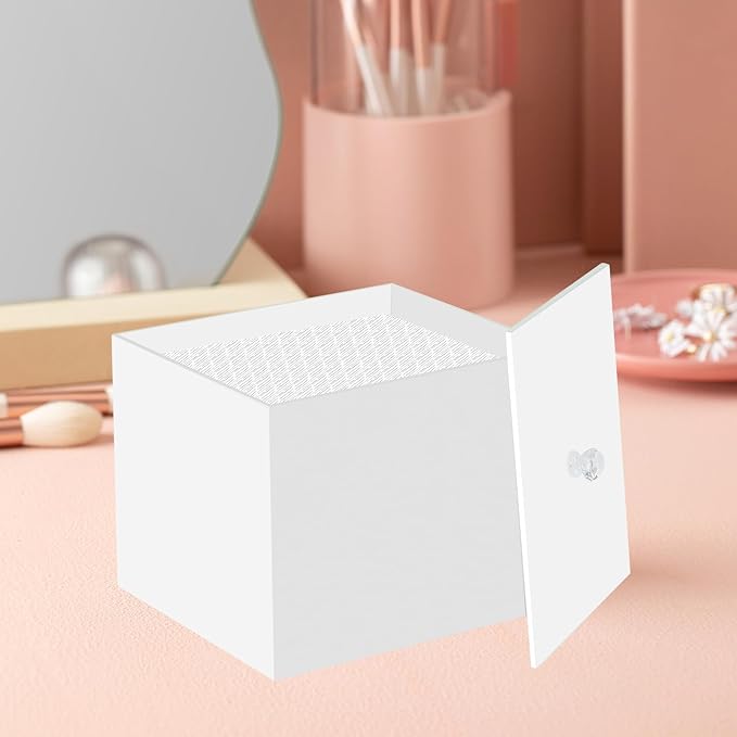 Face Towel Box, Acrylic Facial Disposable Towelettes Holder Container for XL Face Towels and Protects from Dust, White