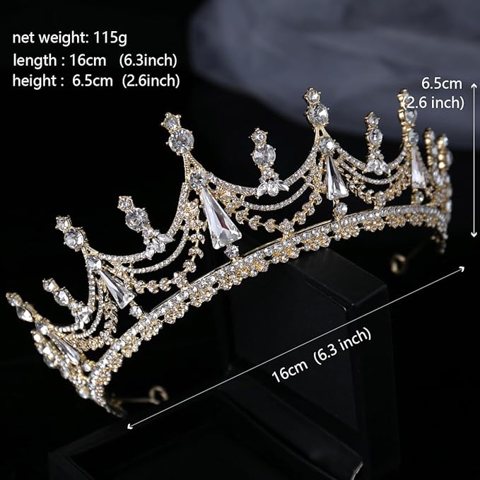 Crystal Princess Queen Tiara - Birthday Rhinestone Crowns Headband for Women Wedding Halloween Prom Pageant Party Coming of Age Ceremony Photo Props （HG608-G White）
