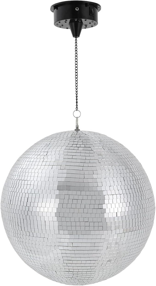 16" Disco Ball with Motor Hanging Disco Ball with Light 18 LEDs 5-6 RPM Spinning Disco Balls Light for Party DJ Bands Dance Club Bar
