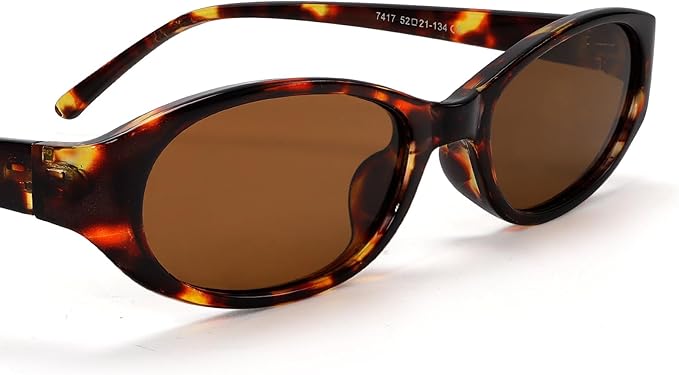 Retro Oval Sunglasses for Women Chic Cat Eye 90s Sunnies Lightweight Narrow Shades Trendy UV protection Sun Glasses