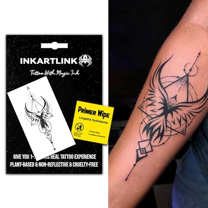 INKARTLINK Temporary Tattoos, Semi Permanent Tattoo Adult Art Design Waterproof Temp Tattoo Party Favors Tattoo Stickers Realistic Look, No Adhesive, Lasts 1-2 Weeks (Wings Pattern)