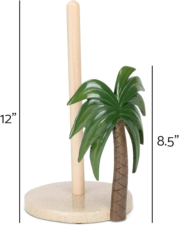 Elanze Designs Palm Tree 12 inch Resin and Wood Paper Towel Holder