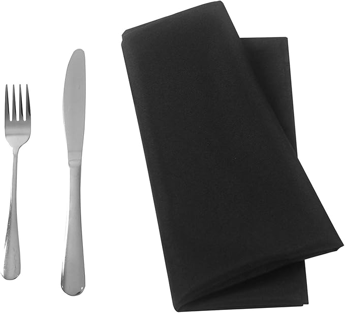 50pcs Polyester Cloth Napkins - 17 x 17 inch Black Dinner Washable Napkins with Hemmed Edges for Restaurant/Wedding/Hotel(50,Black)