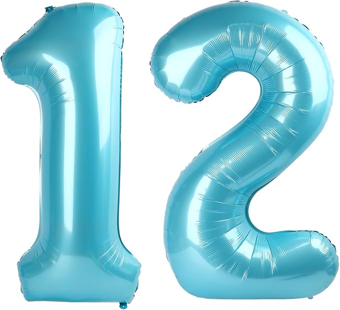 pearl blue 12 Number Balloon