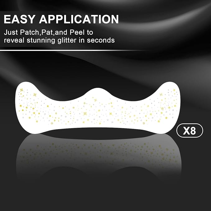8 Pcs Gold Face Makeup Patches, Gold and Silver Glitter Freckles Face Tattoo, Glitter Freckles, Sparkle Makeup Patches, Waterproof Face Glitter Temporary Tattoos for Women