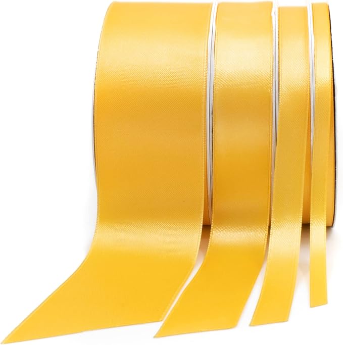 Gold Satin Ribbon, 2 inches x 50 Yards, Double Face Solid Color, Thick and Durable Ribbon Roll, 100% Polyester Ribbon for Gift Wrapping, Crafts, Hair and Multiple Decorations