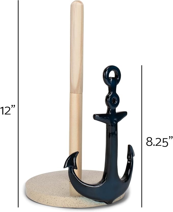 Elanze Designs Nautical Anchor 12 inch Resin and Wood Paper Towel Holder