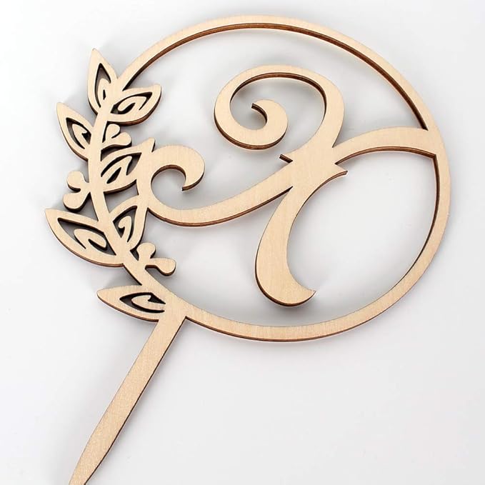 LINGTEER Personalized Inital Letter X Wood Cake Topper Perfect for Birthday Rustic Wedding Anniversary Keepsake Party Decoration