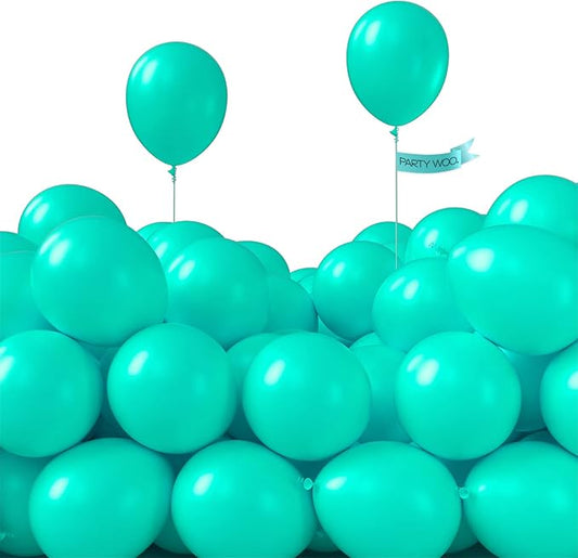 PartyWoo Teal Balloons 100pcs 5 Inch Turquoise Dark Teal Latex Balloons for Baby Shower Wedding Anniversary Gender Reveal Graduation Mermaid Birthday Pool Bachelorette Party Decorations Blue-Y69