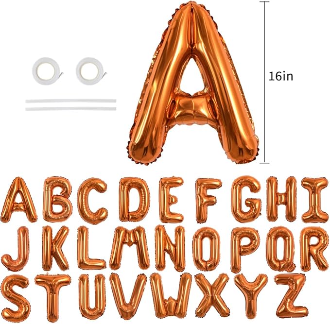 TONIFUL 52 Pieces 16 Inch Orange Letter A-Z Balloons,Custom Phrase Mylar Foil Alphabet Letter DIY Personalized Phrase Banner for Birthday Anniversary Celebration Graduation Party Supplies Decoration