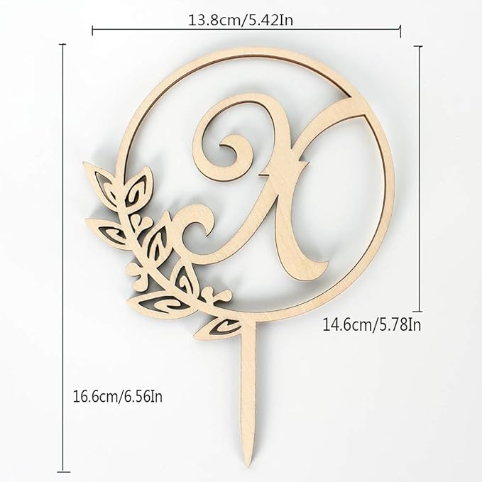 LINGTEER Personalized Inital Letter X Wood Cake Topper Perfect for Birthday Rustic Wedding Anniversary Keepsake Party Decoration