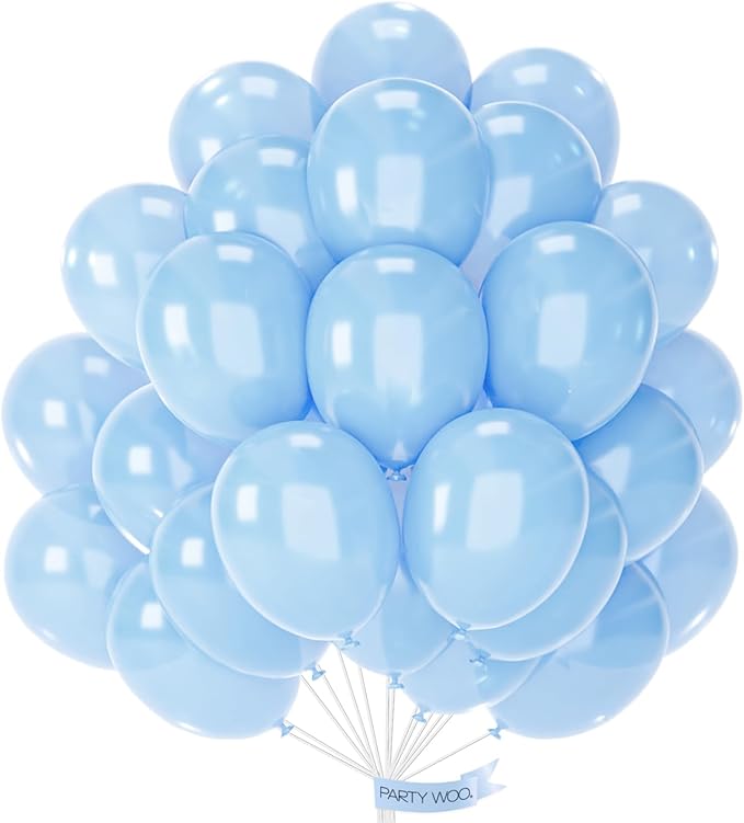 PartyWoo Pearl Light Blue Balloons 50 pcs 12 Inch Baby Pastel Blue Balloons for Graduation Baby Shower Gender Reveal Weddings Anniversary Under The Sea Theme Birthday Party Decorations Blue-Z02