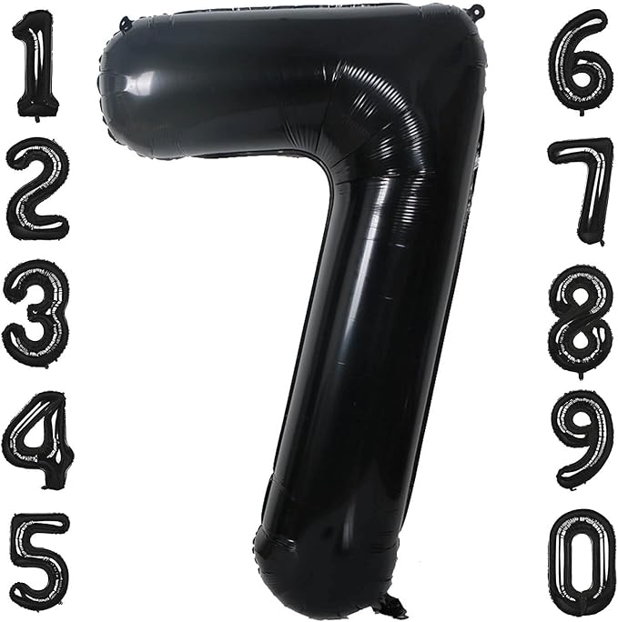 40 Inch Black Number 7 Balloons Helium Giant Black 7 Balloons for Birthday Party Decorations Anniversary Baby Shower Photo Shoot Supplies