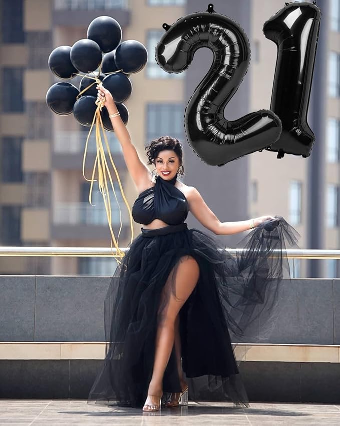 40 Inch Black Number Balloon 0-9(Zero-Nine), Big Size Happy Birthday Balloon, Foil Helium Big Number Balloon for Birthday Celebration Decorations Graduations Anniversary Photo Shoot