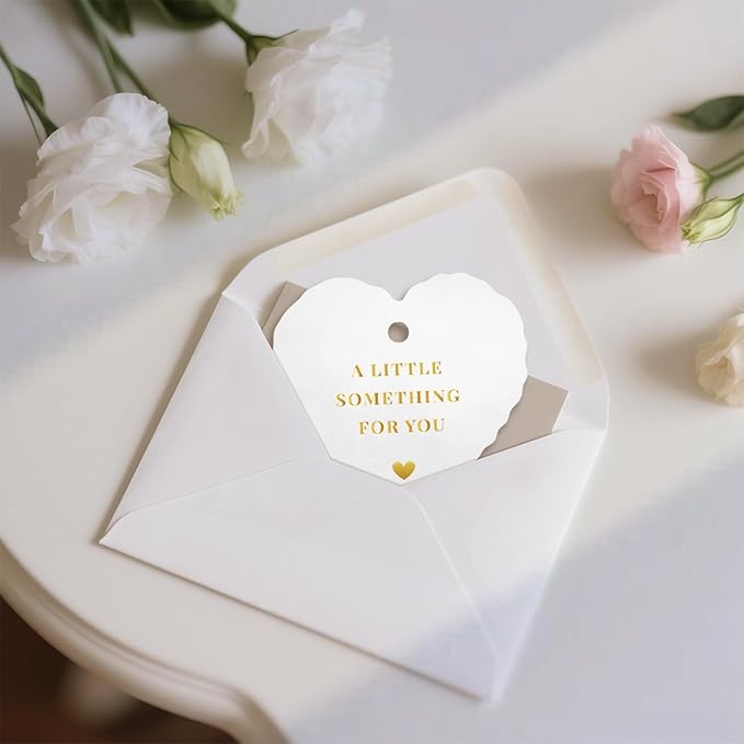 100pcs Gold Foil Thank You Tags with String, Pre-Punched Hole Gift Tags with String - Perfect for Weddings, Baby Showers, Parties, Holidays, Anniversaries, Celebrations (2.36"*2.16")