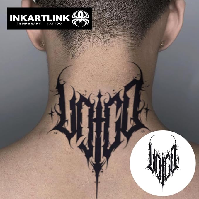 INKARTLINK Semi Permanent Tattoo, Temporary Tattoo, Beautiful and Realistic Design, Fun Tattoo Experience, Cruelty-free, Non-reflective, Waterproof (Devil Emblem)