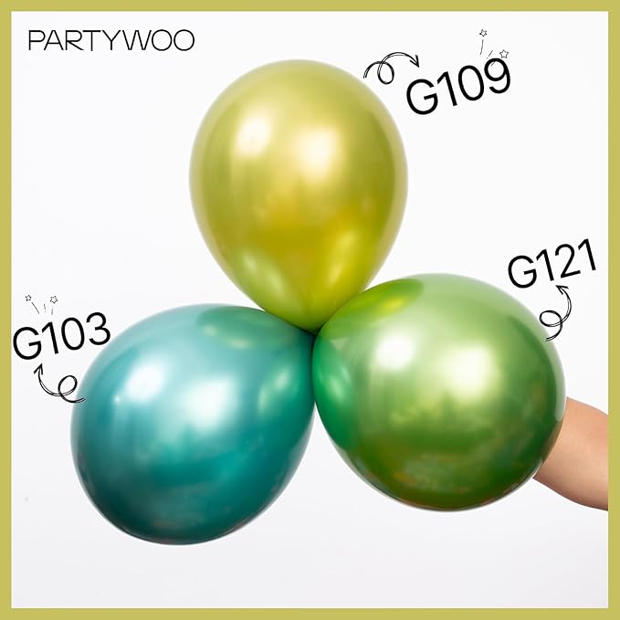 PartyWoo Metallic Green Balloons 100pcs Different Sizes of 18 12 10 5 Inch Metallic Apple Green Balloons for Graduation Spring Forest Summer Wedding Baby Shower Birthday Party Decorations Green-G121