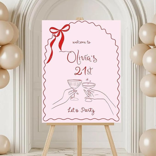 21st Welcome Birthday Sign Pink, 30th Birthday Welcome Sign, Birthday Decorations Sign