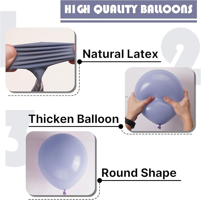 PartyWoo Dusty Blue Balloons, 85 pcs Purplish Boho Blue Balloons Different Sizes Pack of 18 Inch 12 Inch 10 Inch 5 Inch Slate Blue Balloons for Balloon Garland Arch as Party Decorations, Blue-F16