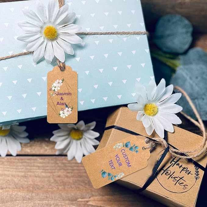 Custom Gift Tags with String, Personalized Tags for Favors, Customized Gifts Wrapping Labels, Wedding Items Birthday Party Favors Crafts Tag (Christmas Gift Tag- Version 1)