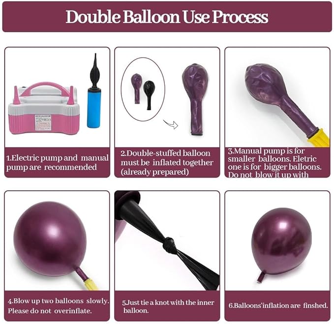 Dark Purple Black Balloons Garland Double Stuffed Black Burgundy Plum Balloon Arch Kit for Birthday Spooky Halloween Wednesday Vampire Gothic Dark Party Decorations