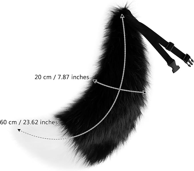 Adolala Faux Fur Wolf Fox Tail with Adjustable Elastic Belt Halloween Cosplay Costume Accessory
