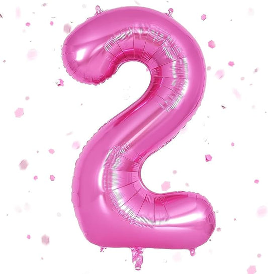Pink Number Balloons, Large Hot pink Number 2 Balloon 40 Inch Pink 2 Balloon for Men Women Boys Girls 2nd Birthday Party Decoration