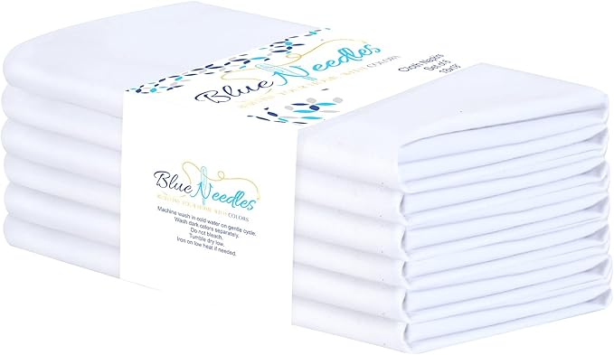 Blue Needles Solid Cloth Napkins Set of 6 White 100% Cotton Dinner Napkins 18x18 inches - Soft, Reusable, Absorbent & Washable Fall Thanksgiving Linen, Ideal for Events, Parties & Everyday Use