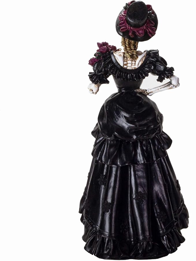 Day of The Dead Skeleton Century Black Colonial Lady with Roses Home Decor Figurine