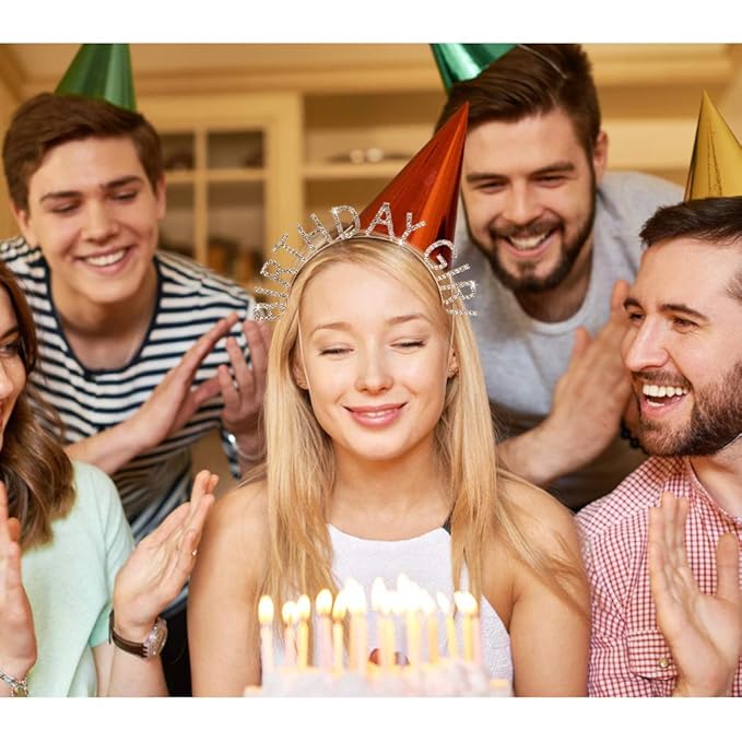 AOPRIE Birthday Girl Headband Happy Birthday Tiara for Women Girls Princess Crown Rhinestone Accessories, Gold