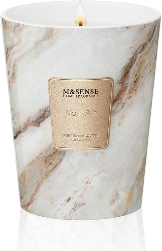 M&SENSE Noir Air Scented Candles for Home, 3 Wick Highly Scented Jar Candle, 14.1 Oz 80H Long Lasting Burning Christmas Candle for Women, Aromatherapy Candles for Holiday Christmas Gift