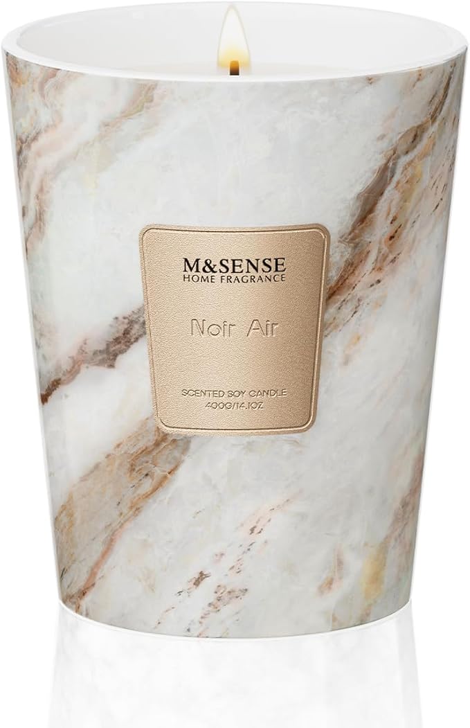 M&SENSE Noir Air Scented Candles for Home, 3 Wick Highly Scented Jar Candle, 14.1 Oz 80H Long Lasting Burning Christmas Candle for Women, Aromatherapy Candles for Holiday Christmas Gift