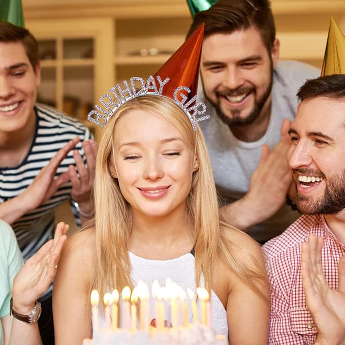 AOPRIE Birthday Girl Headband Crown for Women & Girls - Happy Birthday Princess Tiara Rhinestone Accessory, Purple