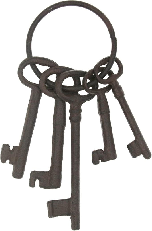 Hananona Vintage Cast Iron Skeleton Key Ring Antique Pirate Treasure Chest Keys Set For Home Decor, Halloween Costume Prop