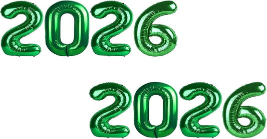 2026 Balloon - 2 Pack Dark Green Birthday Number Balloons, 40 Inch Large Foil Balloons for Men Women Boys Girls Dark Green Themed Birthday Decorations，Number 2026 Balloon
