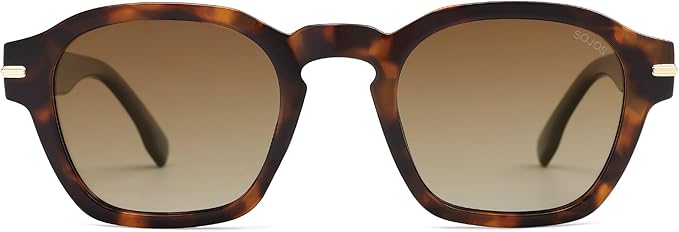 SOJOS Vintage Retro Square Polarized Sunglasses Men Standard Fit Trendy Womens Sun Glasses SJ2382