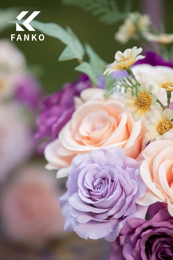 FANKO Rose Artificial Flowers Combo for DIY, Fake Purple Rose Silk Flowers Greenery, Faux Flowers for Wedding Bridal Bouquet, Baby Shower, Table Centerpieces, Floral Arrangement, Party Home Decoration