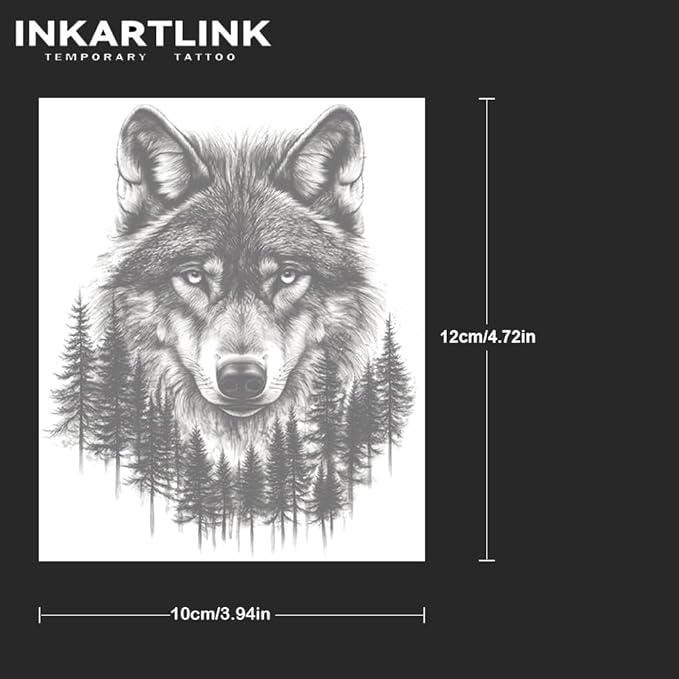 INKARTLINK Tattoo Tech, 2 Sheets Large Semi Permanent Tattoo, Temporary Tattoos, Last 1-2 Weeks, Waterproof, Realistic Look, No Adhesive, No Reflection （animal man)310
