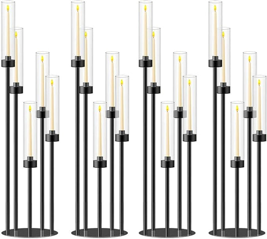 35inch 4pcs Black Candelabra Centerpieces for Tables 5 Arms Wedding centerpieces for Decorations