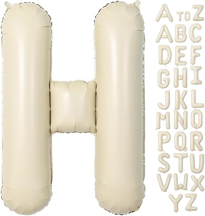 Cream Letter H Balloons,40 Inch Balloons Letter H Mylar Helium Large H Balloon for Birthday Party Anniversary Decorations