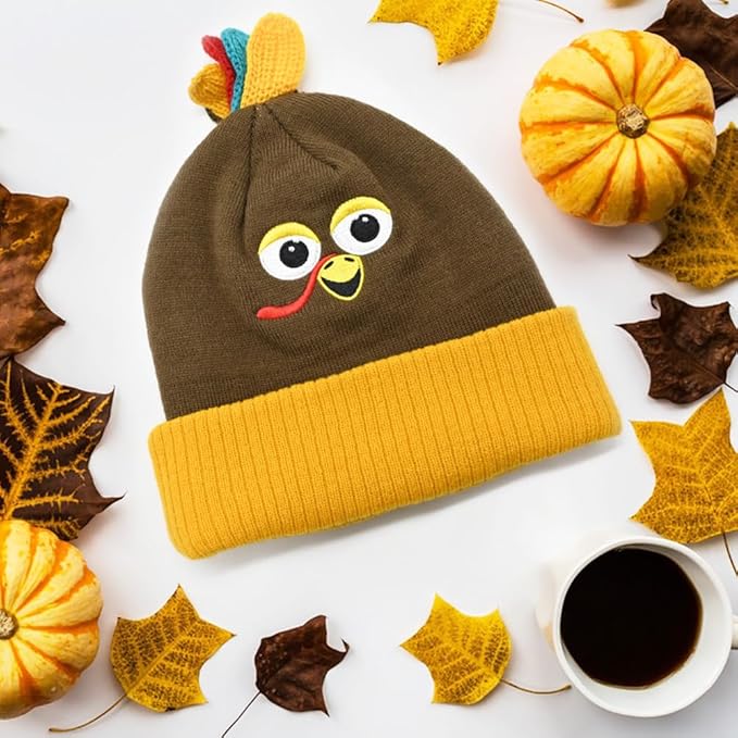 WODMAZ Thanksgiving Beanie Hat, Turkey Trots Hat for Adults Women Men Dress Up Party, Role Play and Thanksgiving Costume Accessories