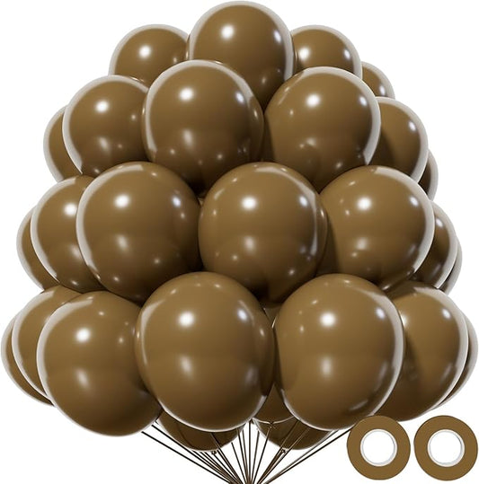 KAWKALSH Brown Balloon 12 Inch, 110pcs Latex Party Balloons Helium Bright Color for Birthday Baby Shower Wedding Party Supplies Arch Garland Decoration