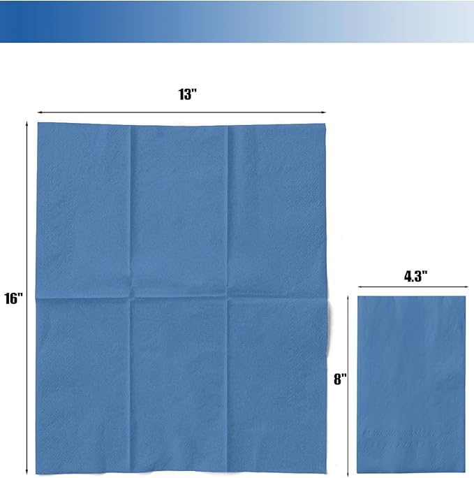 qiqee Lake Blue Paper Napkins 13 * 16inch Guest Paper Disposable Towels Napkin Paper Hand Towels for Wedding, Dinner, Birthday Party, Dessert Cocktail ＆ Kitchen Napkins（ 120 Count）