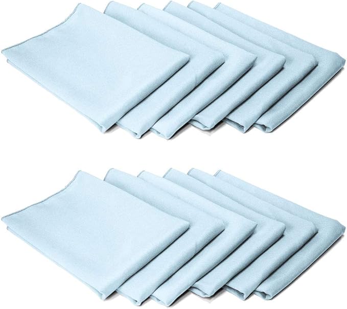 TableLinensforLess 17"x17" Polyester Cloth Napkins, Set of 12 (Baby Blue) | Easy-Care, No-Iron Finish, Superior Color Retention, Machine Washable