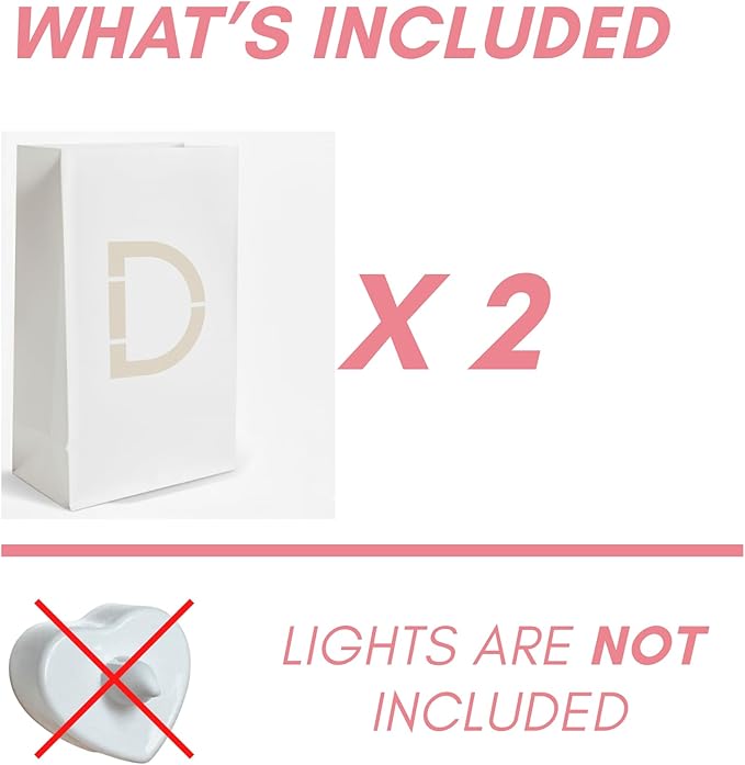 Light Up Letter D Sign - Luminary Bags Perfect for Personalized Happy Birthday Banner, Proposal Decorations, Engagement Party Decorations and Congratulations Banner for Your Loved One