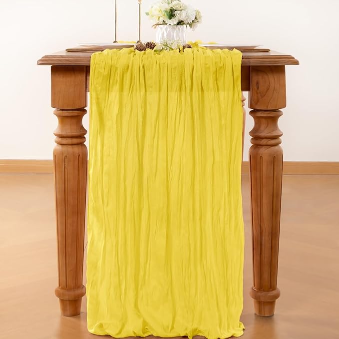 Yellow Table Runner Cheesecloth Table Runner 10FT Farmhouse Table Runners 120 Inches Fall Table Decor Dining Room Centerpiece Wedding Boho Baby Shower Birthday
