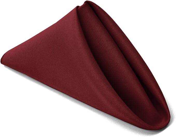 TableLinensforLess 17"x17" Polyester Cloth Napkins, Set of 12 (Wine Red) | Easy-Care, No-Iron Finish, Superior Color Retention, Machine Washable