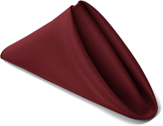 TableLinensforLess 17"x17" Polyester Cloth Napkins, Set of 12 (Wine Red) | Easy-Care, No-Iron Finish, Superior Color Retention, Machine Washable