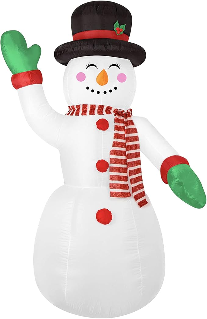 Christmas Inflatable Snowman/Nutcracker/Santa Claus Lighted Blow Up Christmas Yard Decoration with Built in Fan and Anchor Ropes (01-Snowman)